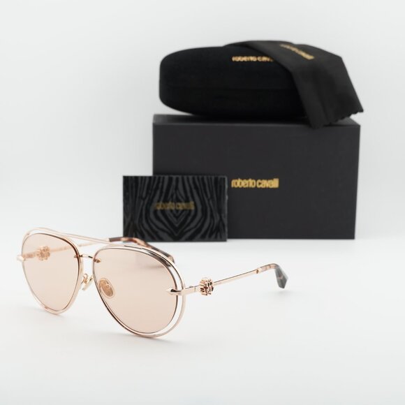 Roberto Cavalli SRC032M 8FCG Aviator Sunglasses - Gold/Orange main image 5
